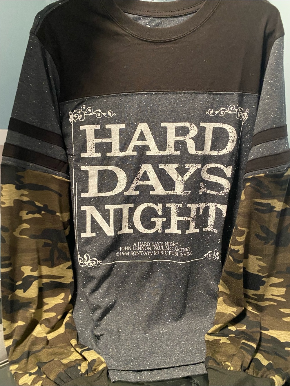 Upcycled Double Sided “Hard Days” lyrics top
